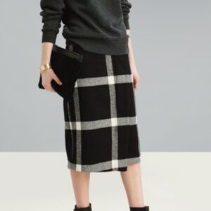 Madewell Black and White Plaid Pencil Skirt